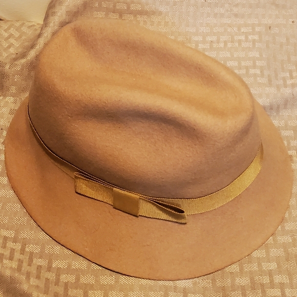 Vtg Lancaster Tan/Camel Wool Fedora with bow - Picture 2 of 6